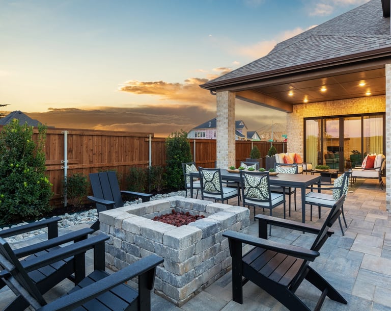 pavers patio outdoors space in a back yard
