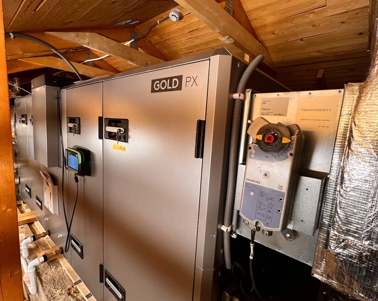 FTX-aggregat Swegon Gold installation i Stockholm