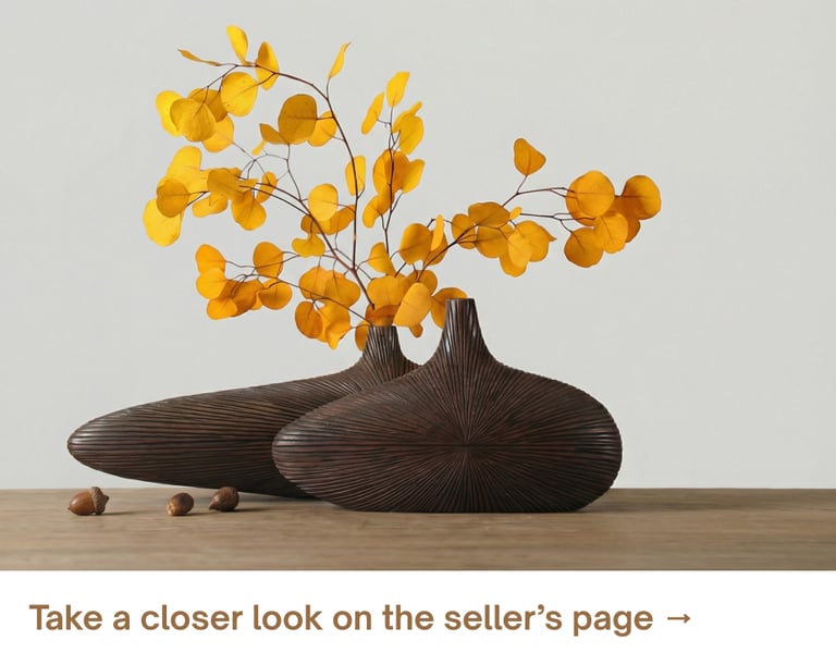 Modern ceramic vases styled with autumn branches, adding a warm and sculptural decorative accent to