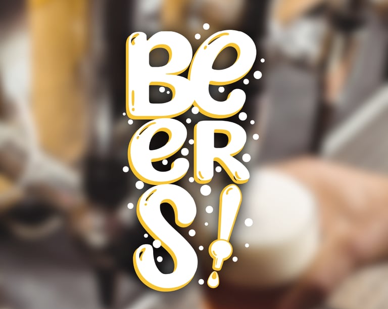 Logo BEERS! dans une ambiance de bar, design par Marion Guizzardi, directrice artistique, Montpellier.