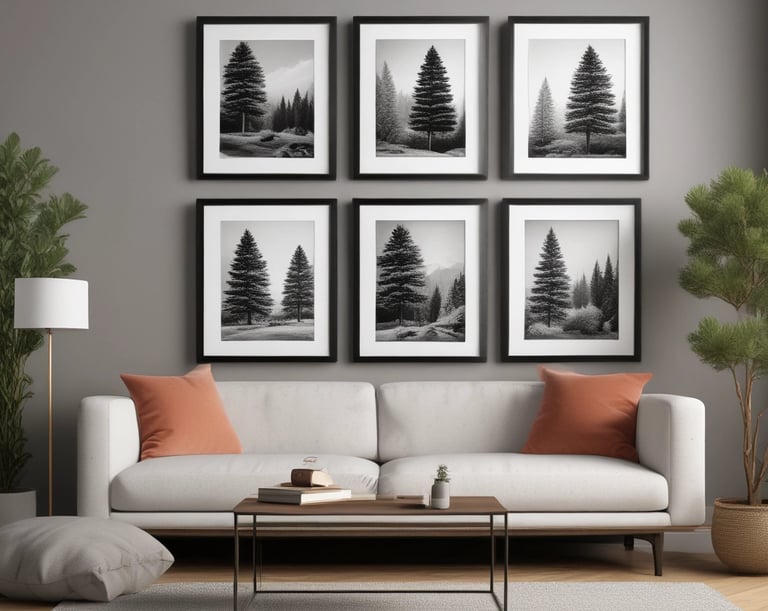 a living room filled with furniture and a mirror