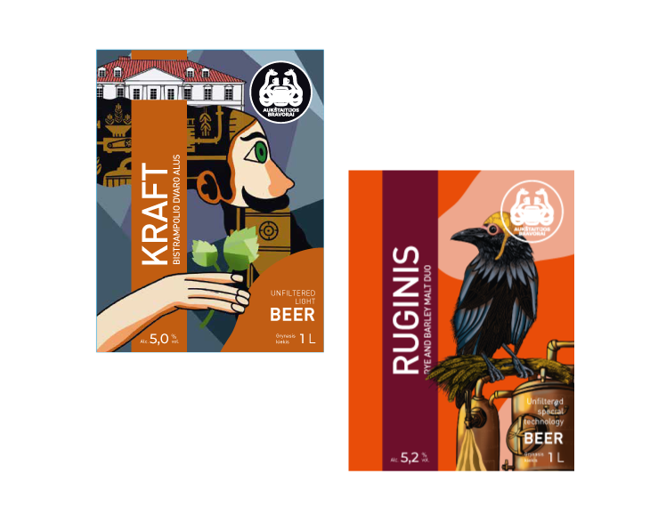 beer label examples, head, hoop, crow designs