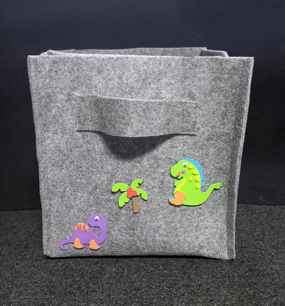 Storage box with stick figures