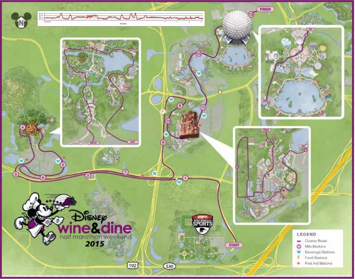 2015 runDisney Wine and Dine Half Marathon Course Map