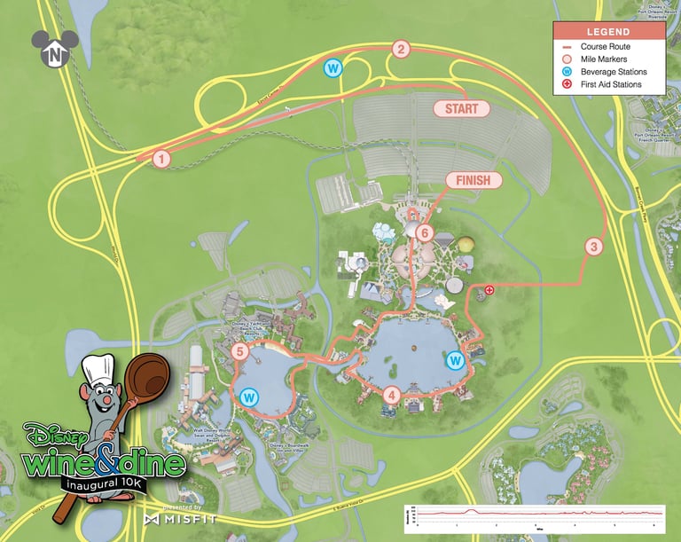 2016 runDisney Wine and Dine 10K Course Map