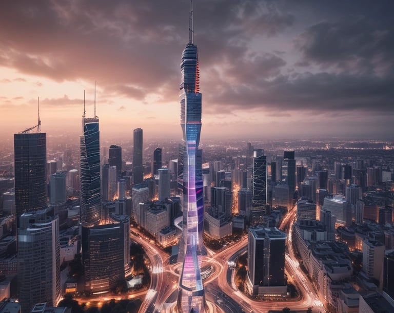 a tall tower with a couple of antennas on top of it