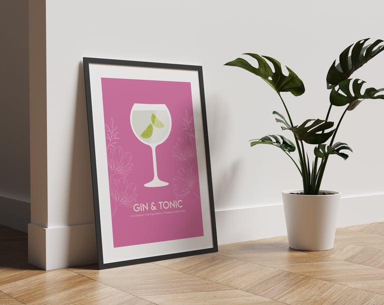 Cuadros ilustrados de cocteles clásicos