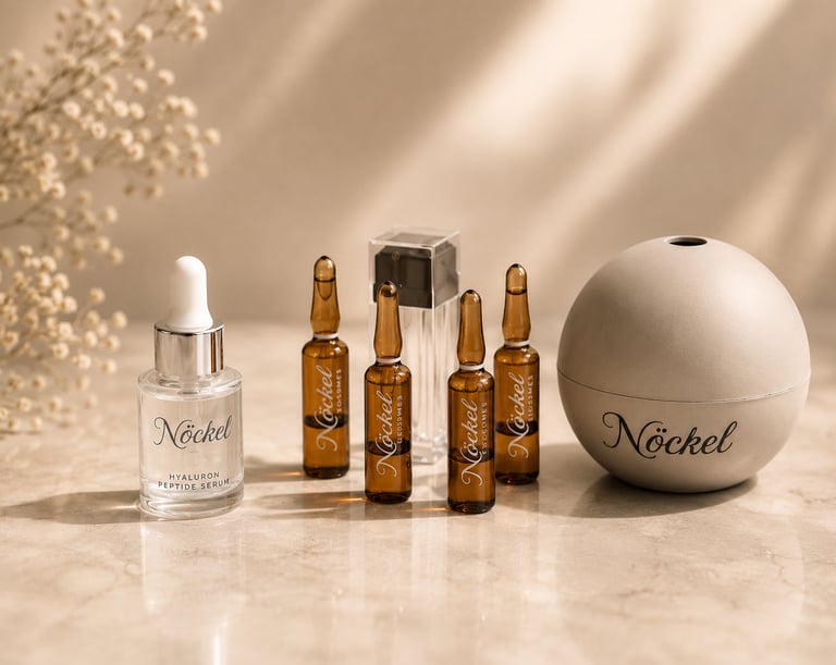 NÖCKEL Pflegeritual mit Exosomen-Ampullen, Hyaluron Peptide Serum und Ice Tool