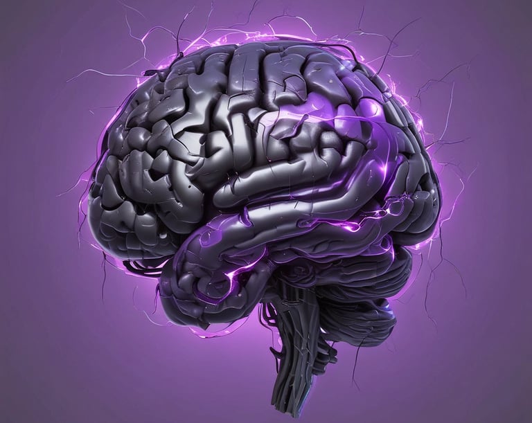 A sleek, futuristic AI agent interface glowing in light purple, silver, and black hues.