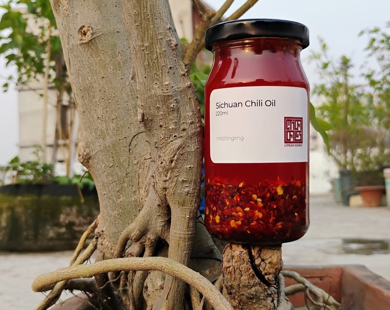 A jar of Longka Kando Sichuan Chili Oil