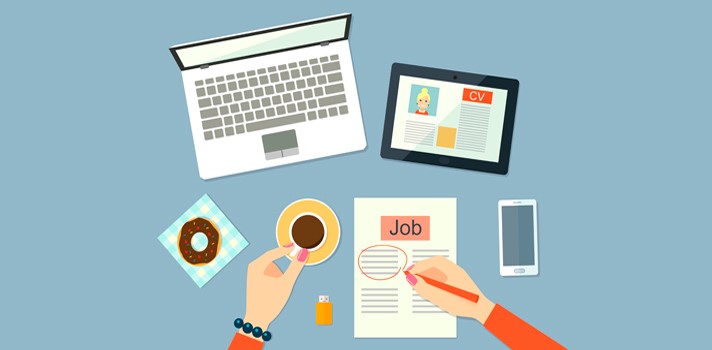 ilustración de una mujer buscando empleo