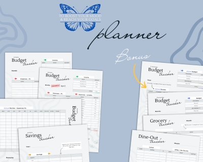 overview of printable planner templates in package - budget tracker and planner