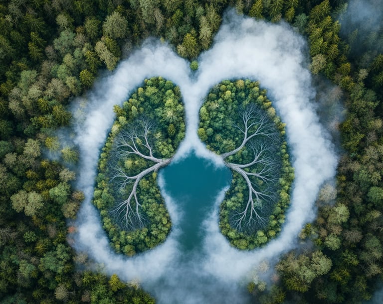Baumformation im Wald, die wie eine Lunge aussieht