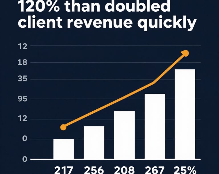 Graph illustrating 120% revenue growth over three months.