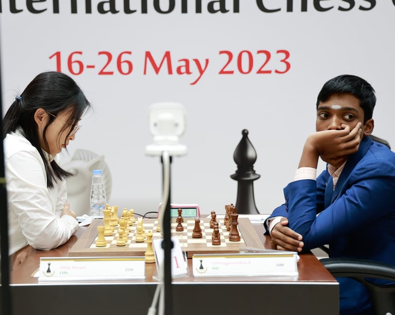 6th Sharjah Masters: Ju Wenjun wins Vidit in round 2, shares lead with Pragg