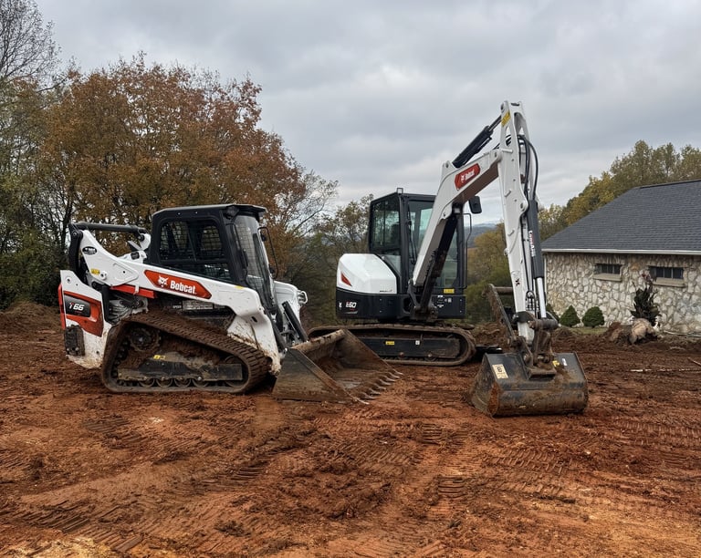 Bobcat skid steer and excavator