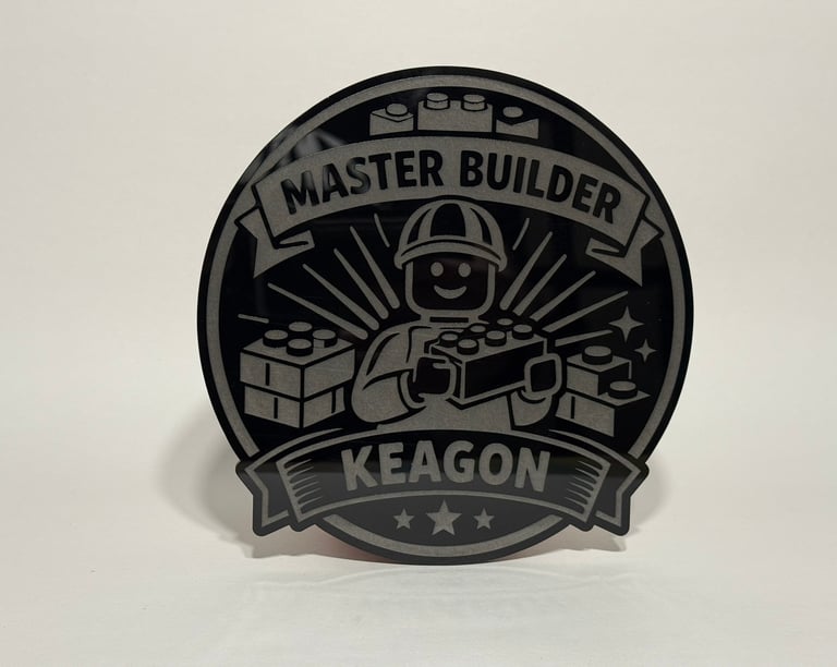 Black acrylic engraving