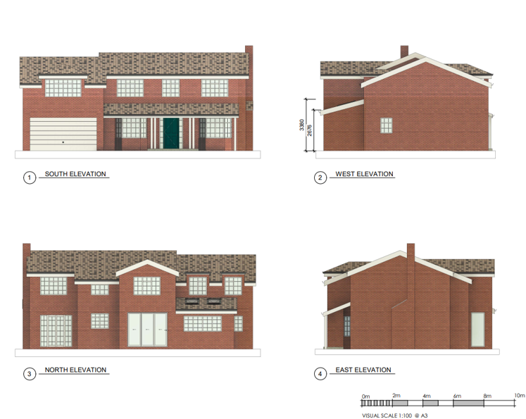 2D proposed elevations for a kitchen extension