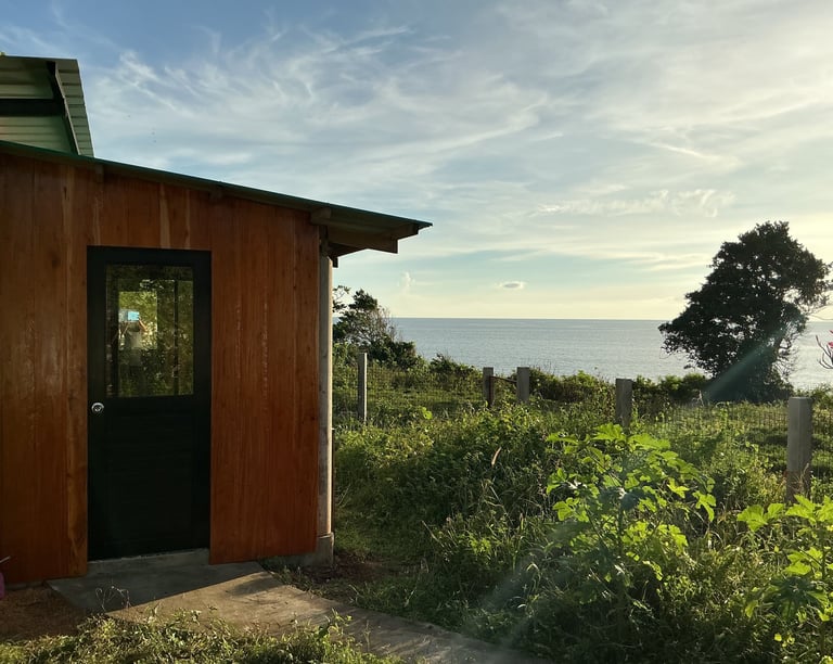 Seaside cottage and ocean
