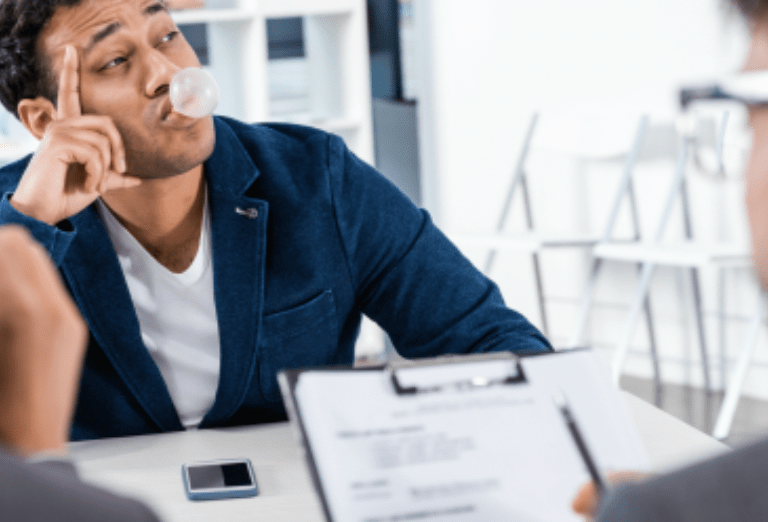 man getting bored during a job interview