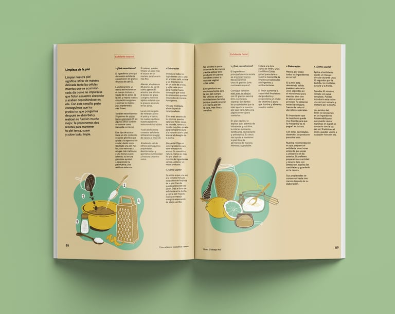 a magazine opened to show recipes with illustrations