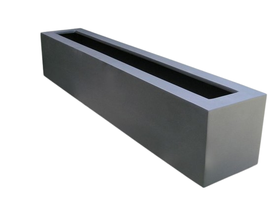 a rectangular steel planter with a rectangular shaped planter