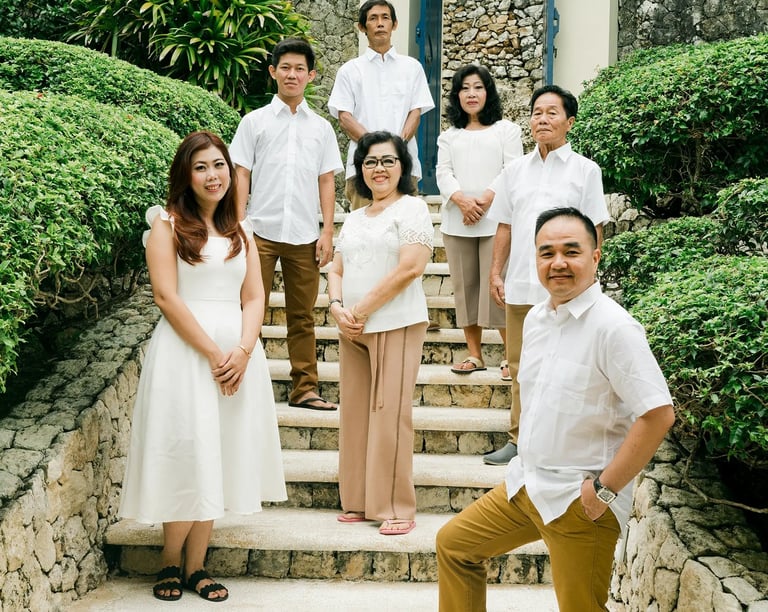 Extended family portrait at Karma Kandara villa in Uluwatu Bali  