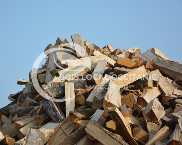 un tas de copeaux de bois posé sur un tas de bois