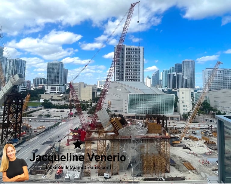 a construction site October 2023 of a bridge spanning a the city of Miami by Jacqueline Venerio 