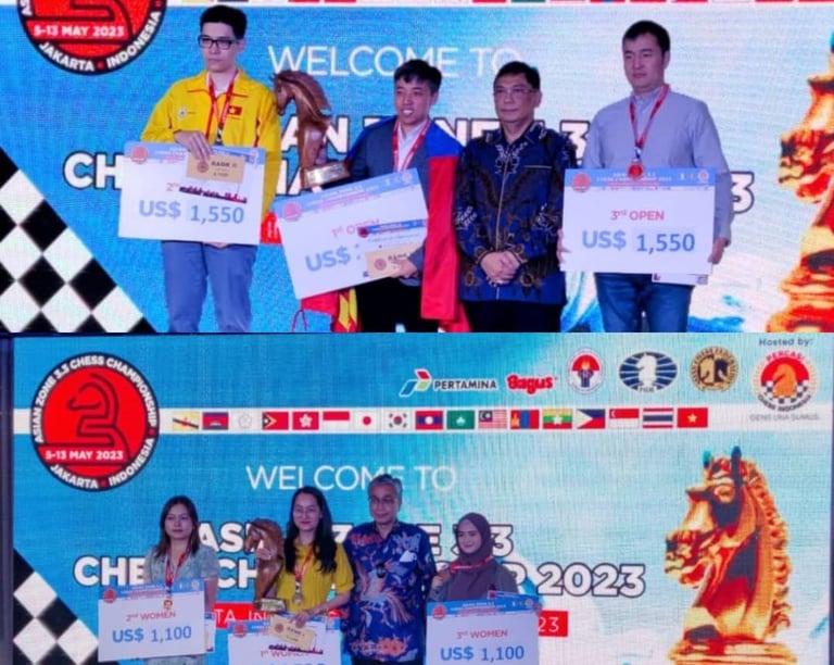 GM Bilguun Sumiya of Mongolia & WGM Vo Thi Kim Phung wins Asia Zonal 3.3 Chess Championship 2023