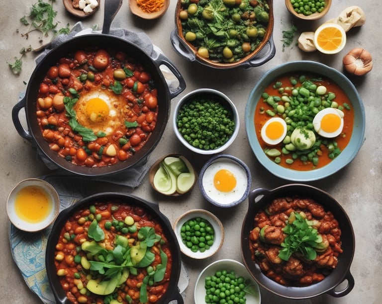 A selection of fresh salads and traditional Yemeni breads displayed on a rustic wooden table.