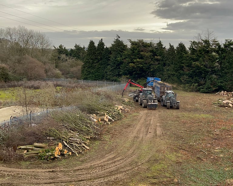 site being cleared by tractors