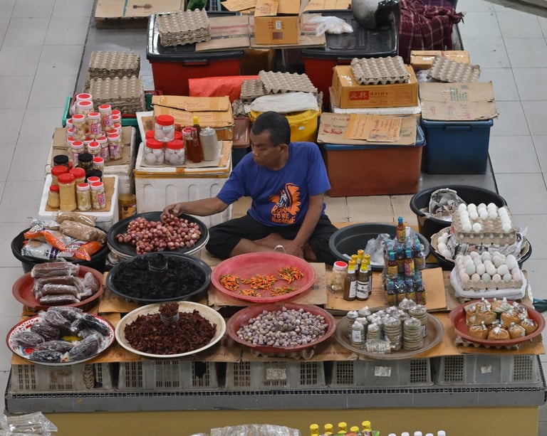 Morning scenes at the wet market of Pasar Siti Khadijah, Kota Bharu