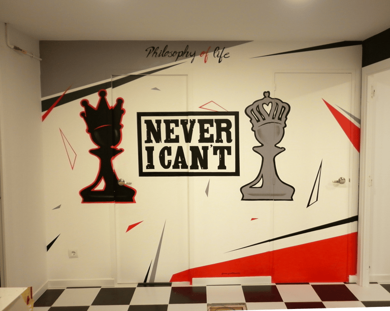 graffiti mural interior en comercio textil Barcelona