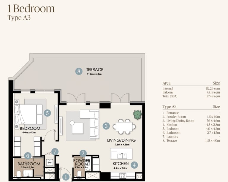 nawayef park views 1 bedroom plan