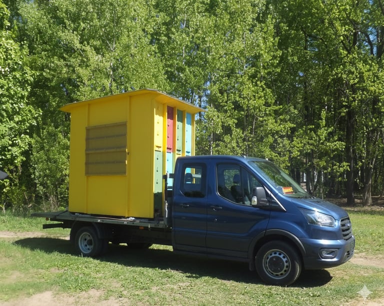 Transportation of 16 hives. BeePolis Pavilion