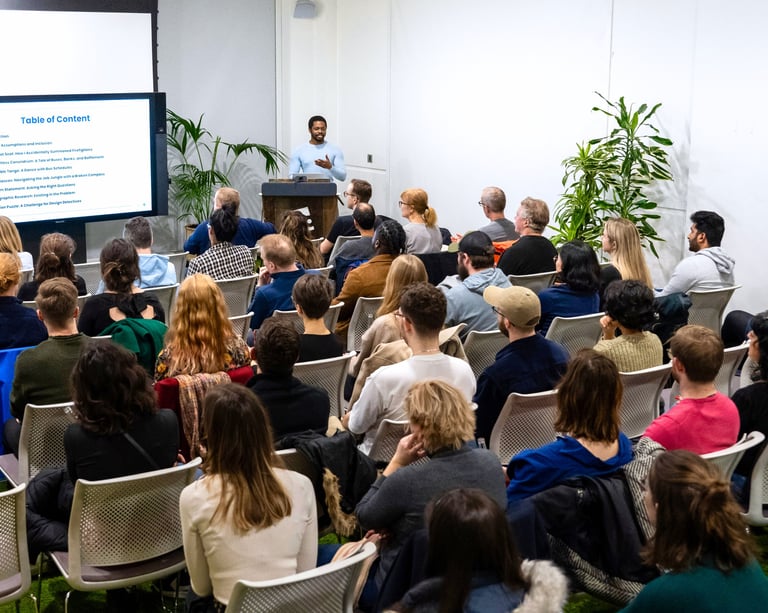 A thought leader in service design delivering a talk at Service Design Bristol