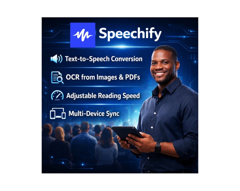 Speechify: TexttoSpeech Conversion OCR from Images & PDFs Adjustable Reading Speed Multi-Device Sync