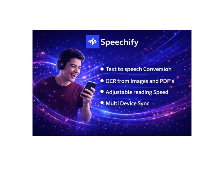 Speechify: TexttoSpeech Conversion OCR from Images & PDFs Adjustable Reading Speed Multi-Device Sync