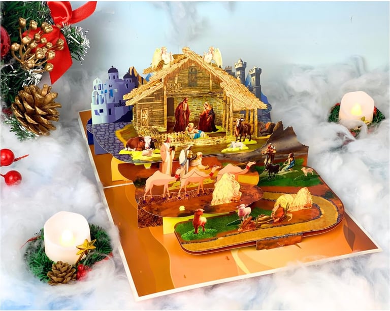 3D Nativity scene Christmas card