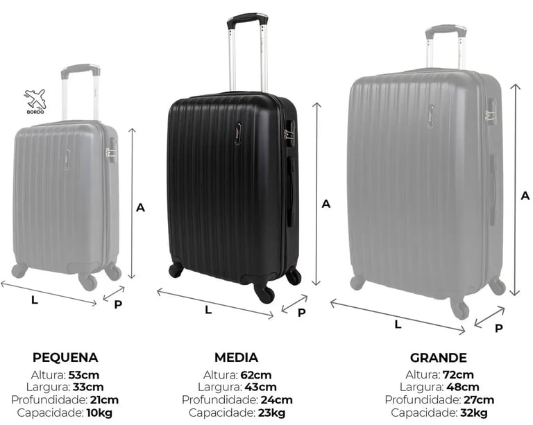 Mala Média 23kg Linha Londres une estilo clássico