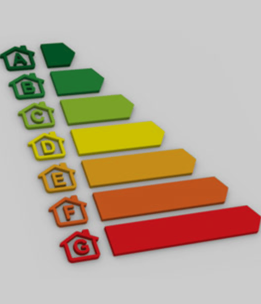 Étiquette de diagnostic de performance énergétique (DPE) avec une échelle colorée allant de A à G.