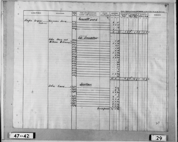 Berllan tithe records page 1