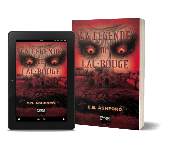 RMockup du roman horrifique et fantastique "La légende de Lac-Rouge" par E. B. Ashford.