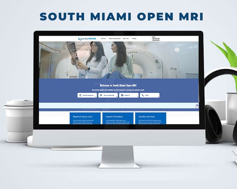 a desktop computer monitor screen displaying a website page with a picture of a woman in