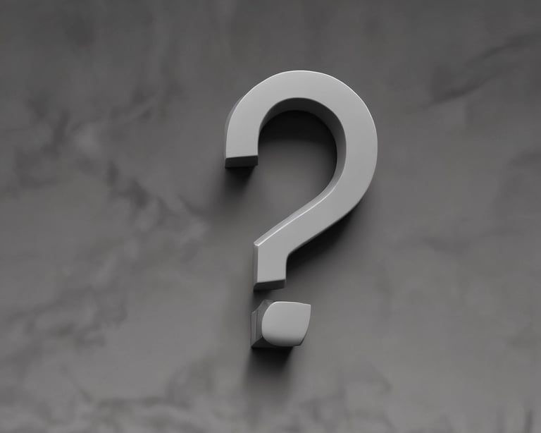 a blue question mark on a pink background