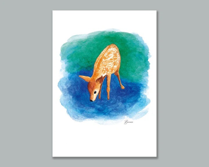iagape x inHim watercolor postcards as the deer