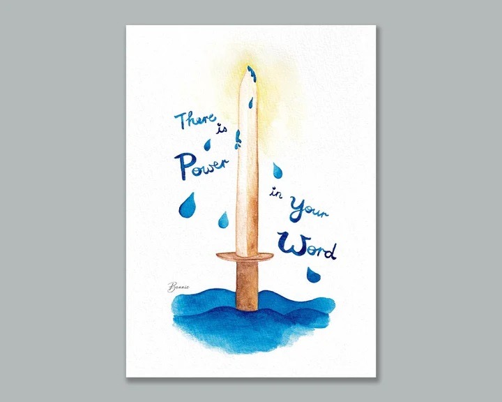 iagape x inHim watercolor postcards power in your word sword