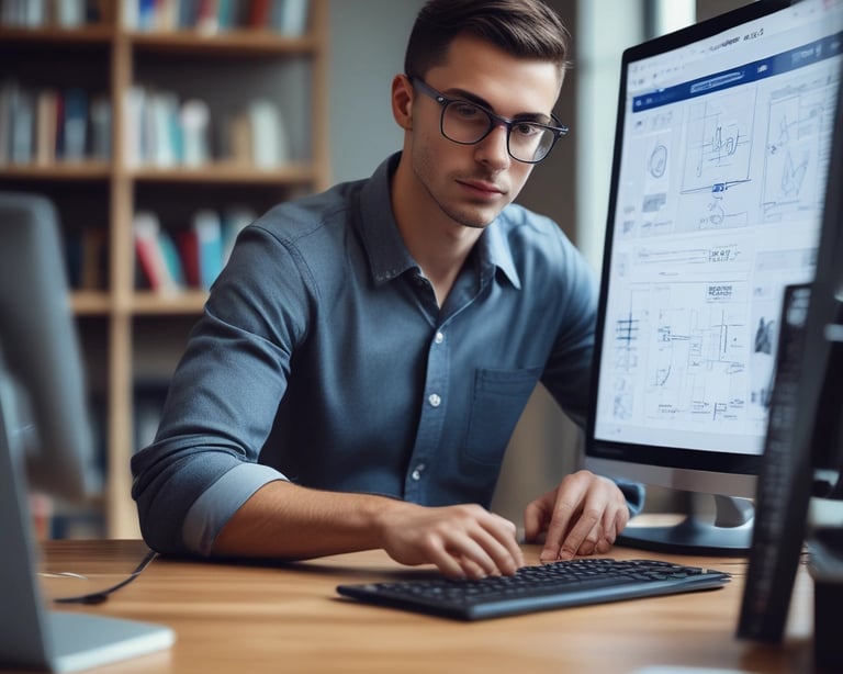 man writing on white board