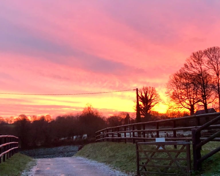 Coucher de soleil à l'association le cheval un guide